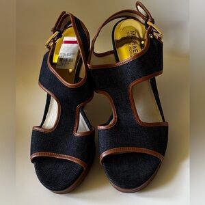 Michael Kors Brown and Blue Wedges with ankle strap